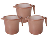 Heart Home Tranasparent Small Multiuses Lightweight, Unbreakable Strong Plastic Bathroom Mug, 1 Litre- Pack of 3 (Brown)-50HH0828